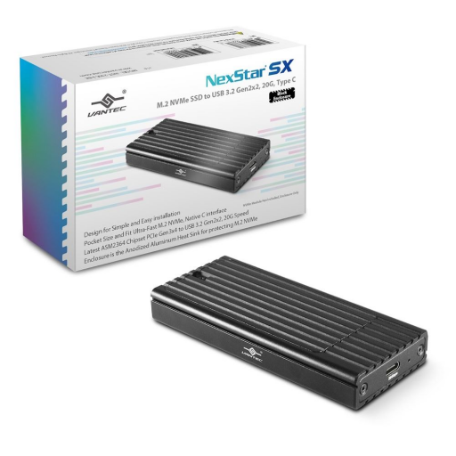 Vantec NST-230C3-BK NexStar SX USB 20Gbps M.2 2280 NVMe Portable SSD Enclosure
