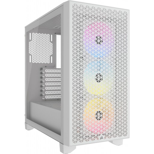 Corsair CC-9011256-WW 3000D RGB AIRFLOW Clear Tempered Glass White Steel ATX Mid-Tower Desktop Chassis