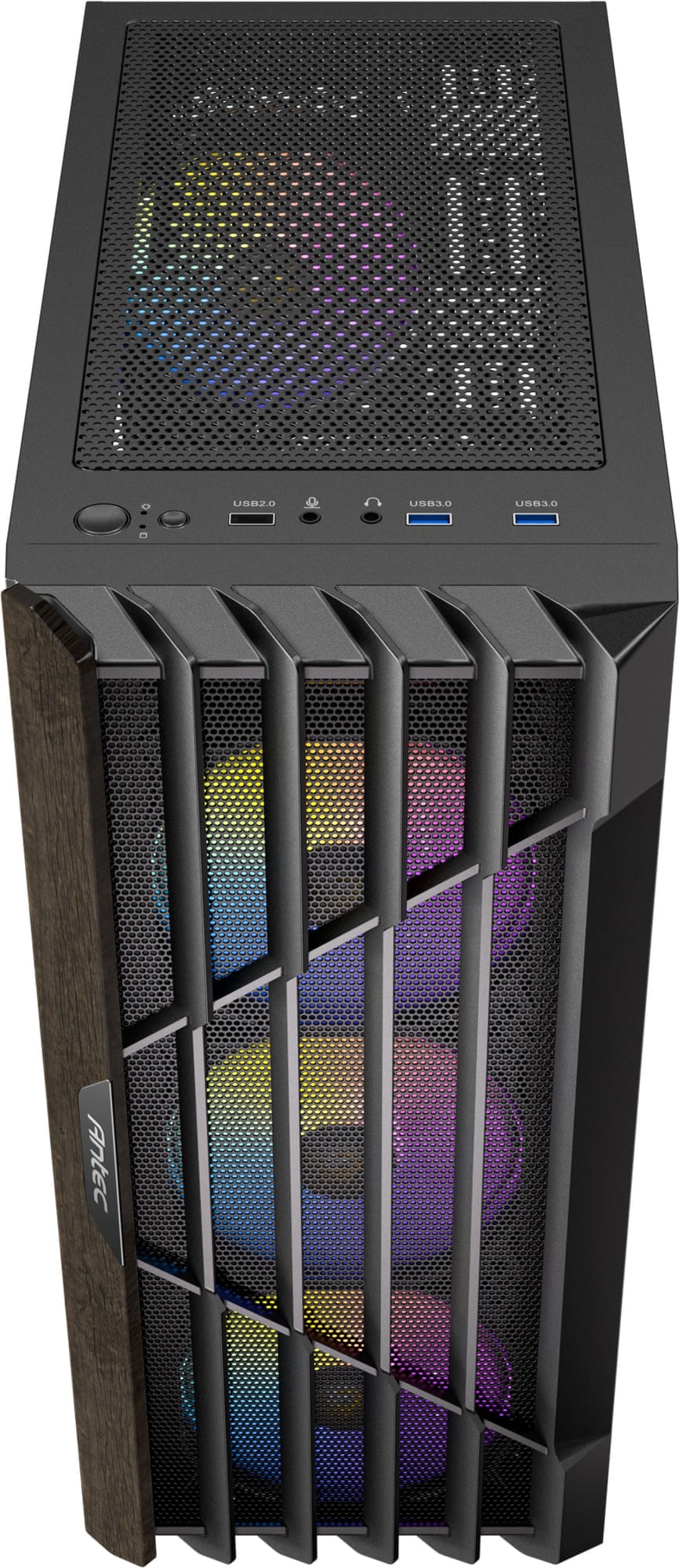 Antec AX63 ARGB Wood Tempered Glass Black Steel ATX Mid-Tower