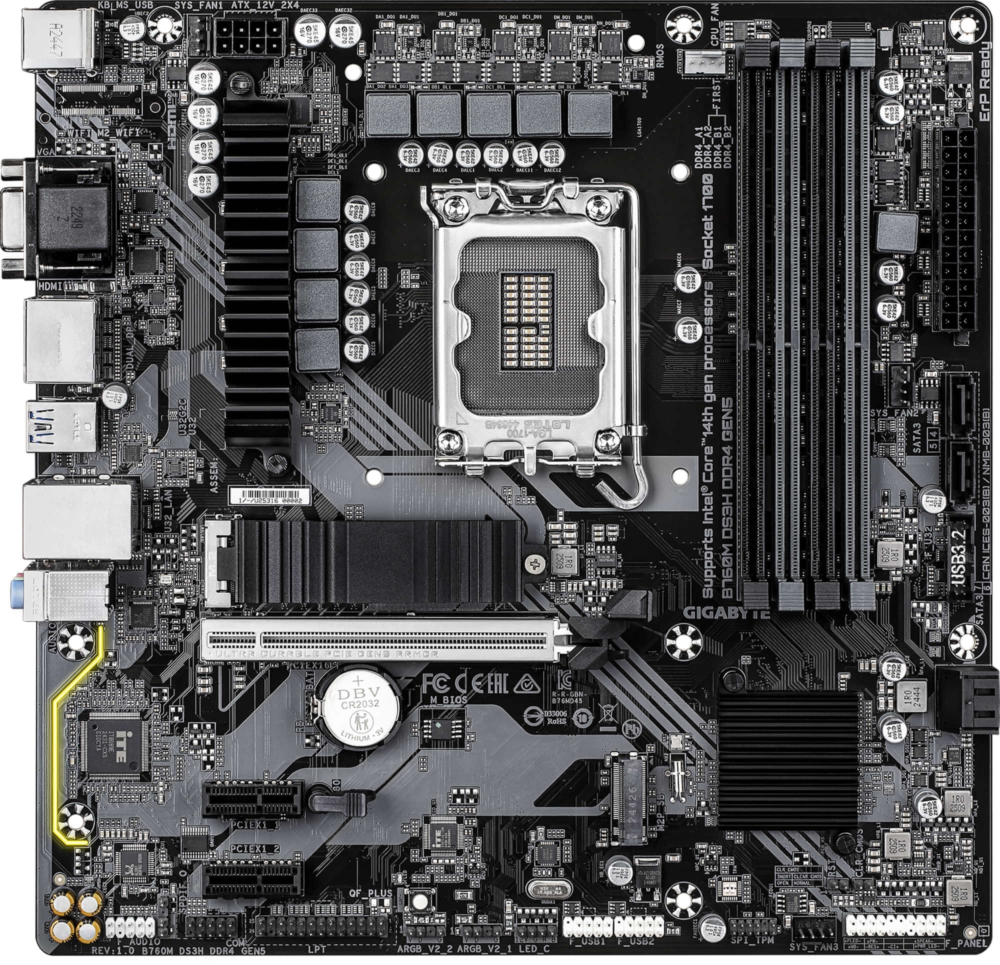 Gigabyte B760M DS3H DDR4 GEN5 Intel B760 Raptor Lake LGA 1700
