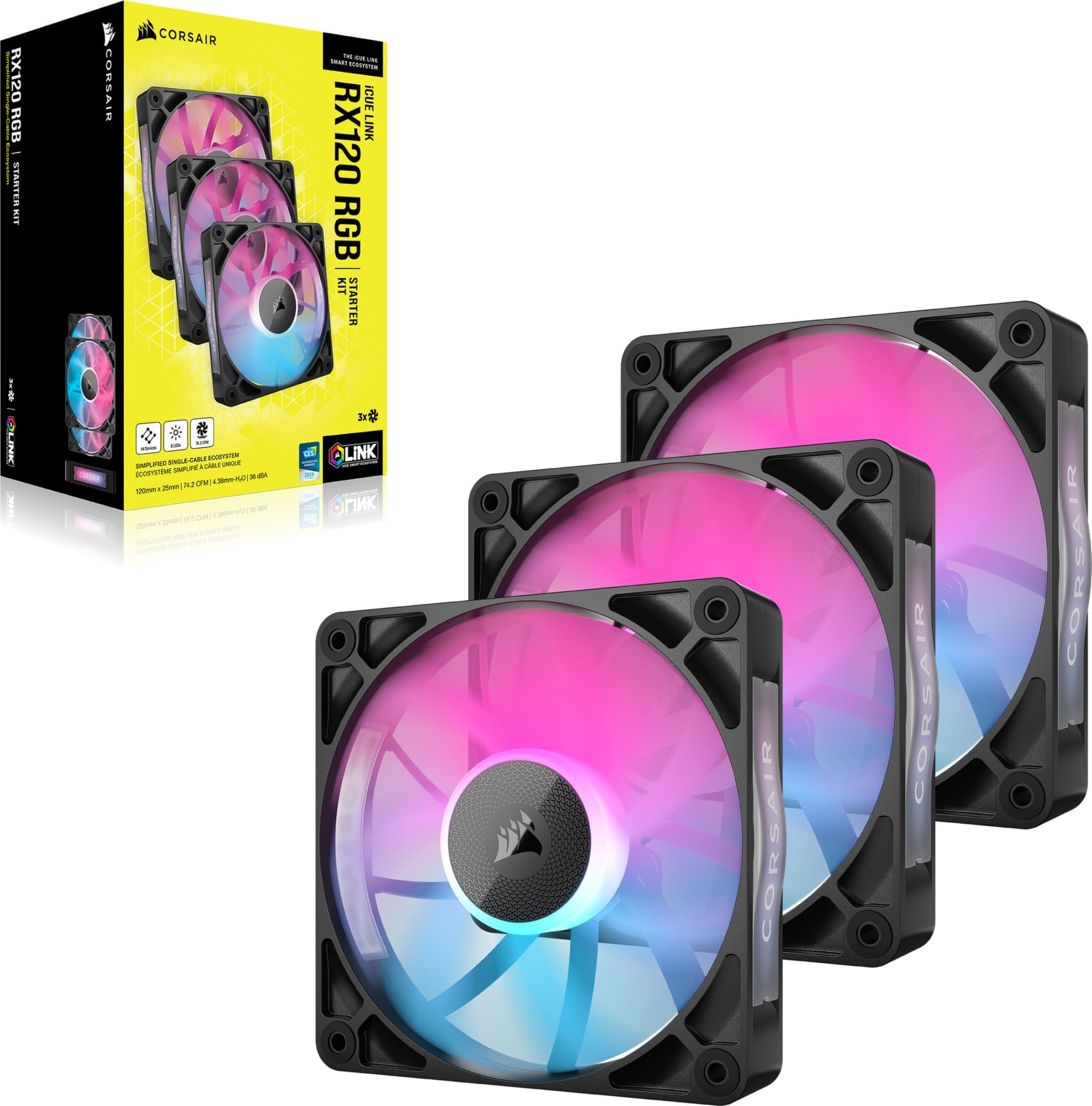 Corsair CO-9051018-WW RX120 RGB iCUE Link 120mm PWM 2100 RPM Black