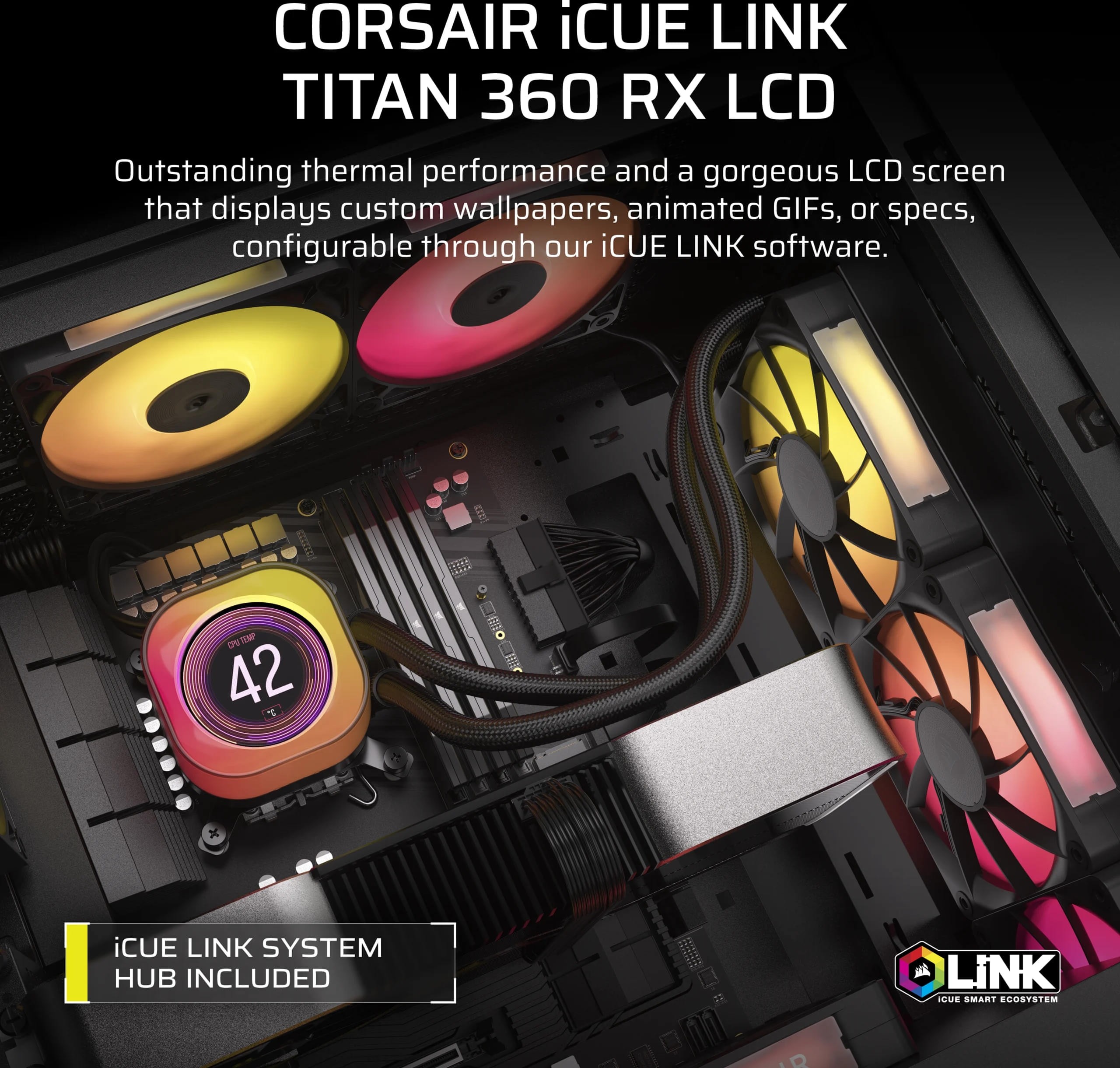 Corsair CW-9061023-WW iCUE LINK TITAN 360 RX LCD 360mm Black