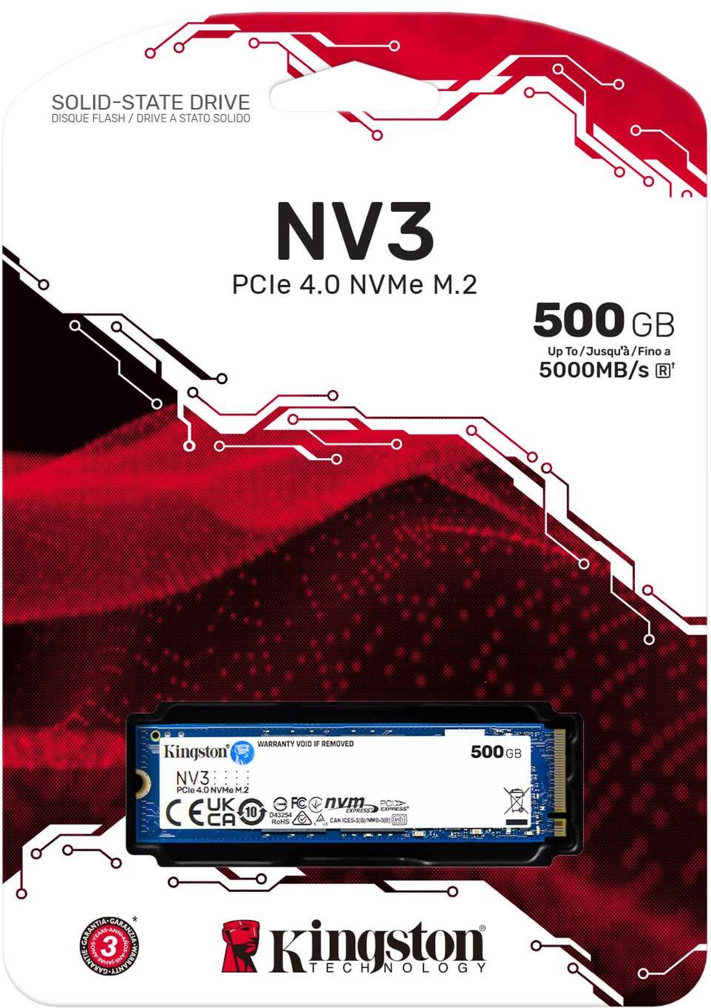 Kingston SNV3S/500G NV3 500GB M.2 2280 PCIe 4.0 NVMe Solid State