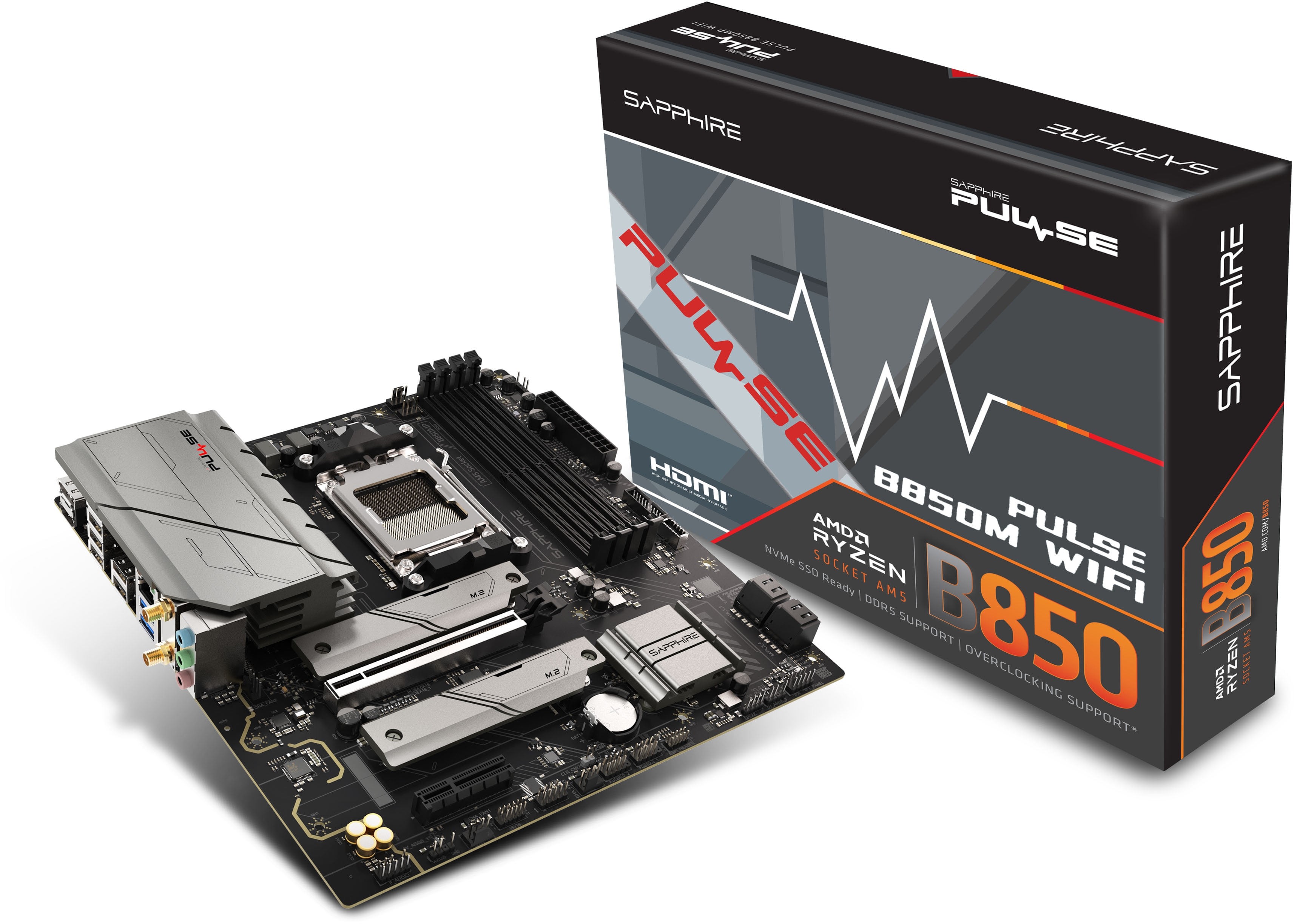 Sapphire 52123-04-40G PULSE B850M WIFI AMD B850 Ryzen Socket AM5