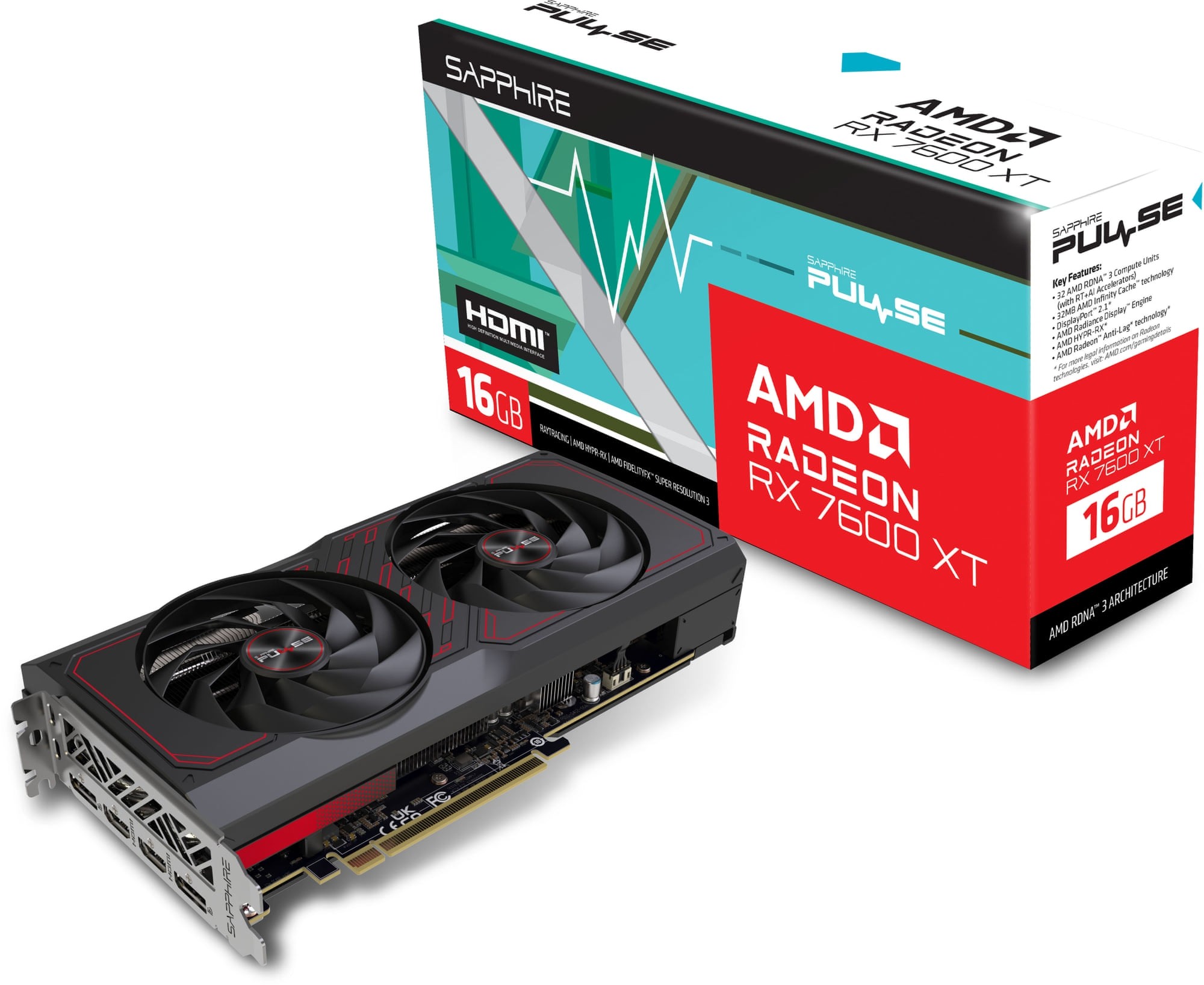 Sapphire Radeon RX 7600 XT PULSE 11339-04-20G 16GB GDDR6 128-Bit
