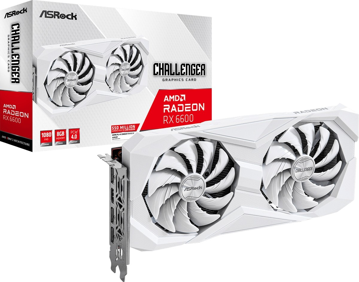ASRock Radeon RX 6600 Challenger White 8G RX6600 CLW 8G 8GB GDDR6