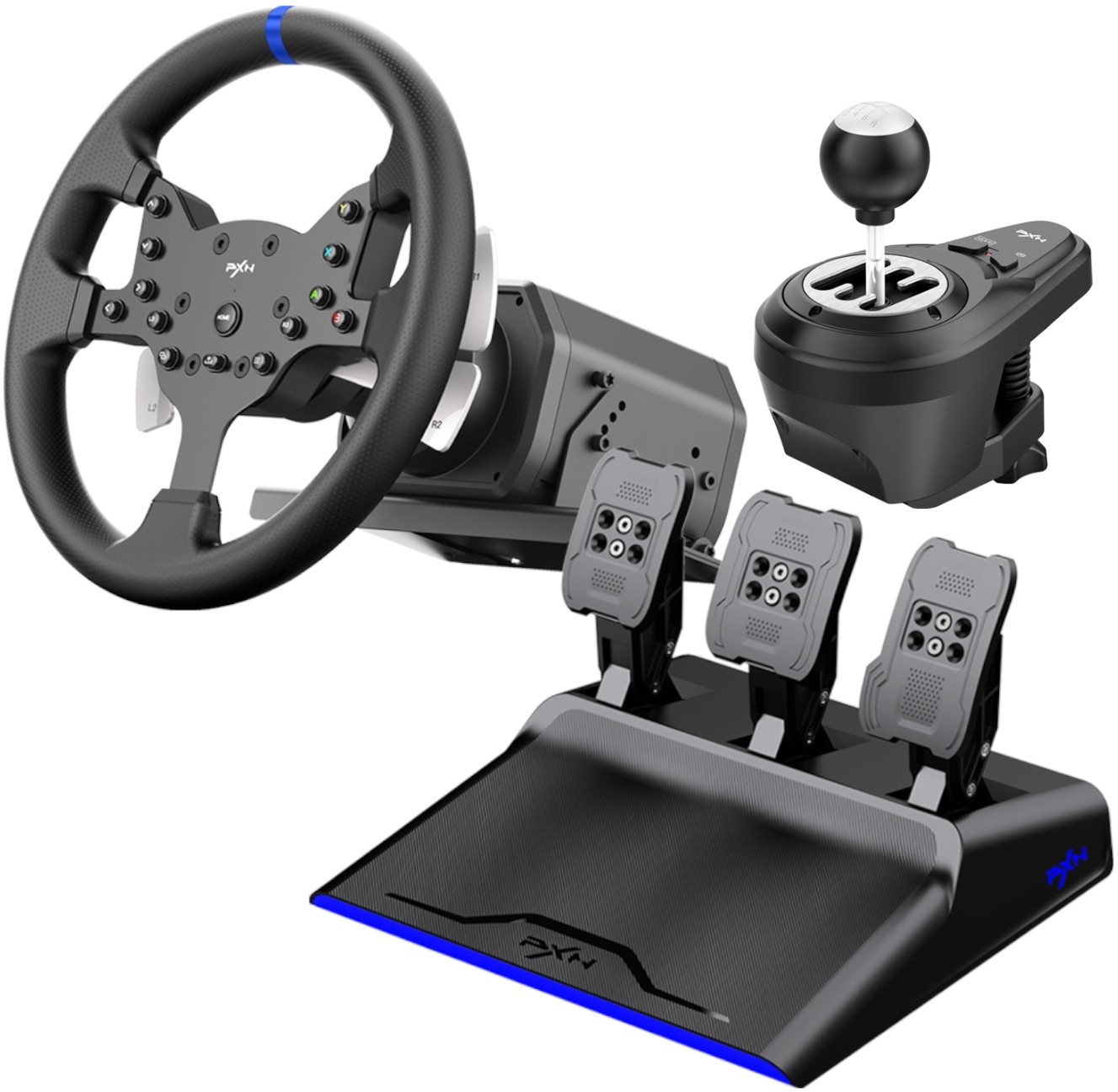PXN V99 Force Feedback Racing Steering Wheel Bundle - Wootware