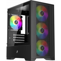 1STPLAYER GO2-BK-4F7 GO2 ARGB Tempered Glass Black Micro-ATX Mini Tower Desktop Chassis