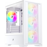 1STPLAYER GO2-WH-4F7-W GO2 ARGB Tempered Glass White Micro-ATX Mi...