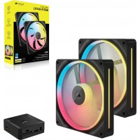 [OPENBOX] Corsair CO-9051052-WW LX140-R RGB iCUE LINK 140mm PWM 2000 RPM Black Case Fan - Dual Pack & System Hub