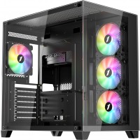 [OPENBOX] 1STPLAYER MV8-TP-BK-3F7R-1F7 MV8-TP ARGB Tempered Glass Black Steel ATX Mid Tower Desktop Chassis