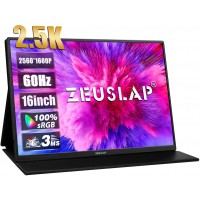 ZEUSLAP P25K 16" WQXGA (2560x1600) 60Hz 3ms IPS USB-C Portable Monitor