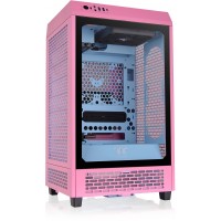 Thermaltake CA-1X9-00SAWN-00 The Tower 200 Bubble Tempered Glass Steel Mesh Pink Mini-ITX Mini-Tower Desktop Chassis