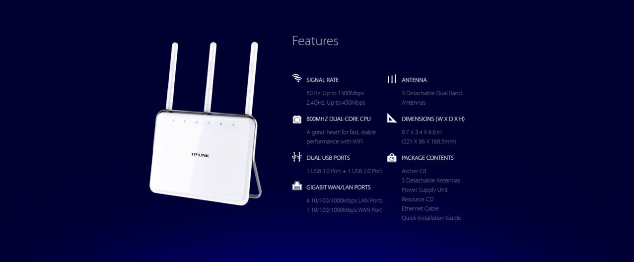 Routeur WiFi TP-LINK AC1750 Archer C8 V1 - Gigabit, Occasions